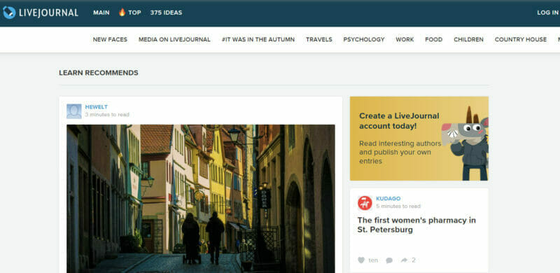 LiveJournal blog based social media site