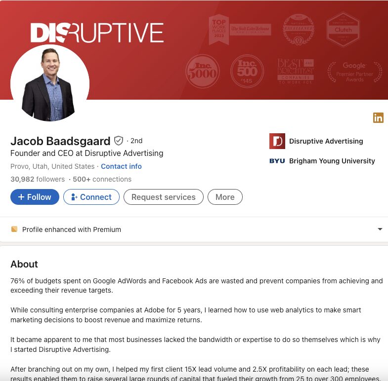 Jacob Baadsgaard 2nd degree connection2nd Founder and CEO at Disruptive Advertising