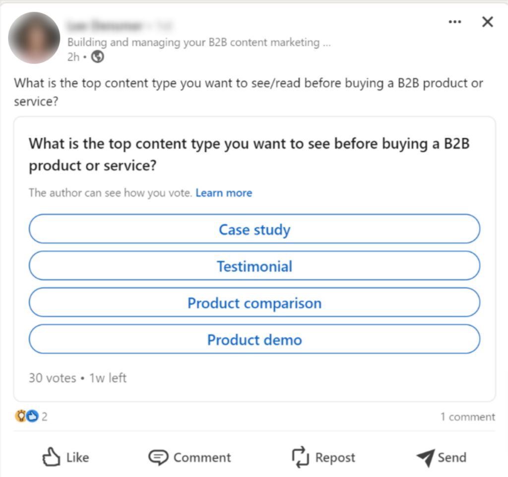 LinkedIn poll
