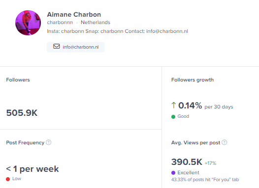 HypeAuditor influencer metrics analysis example