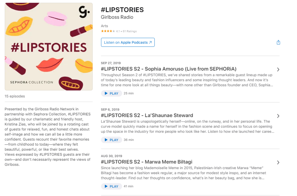 Girlboss and Sephora podcast